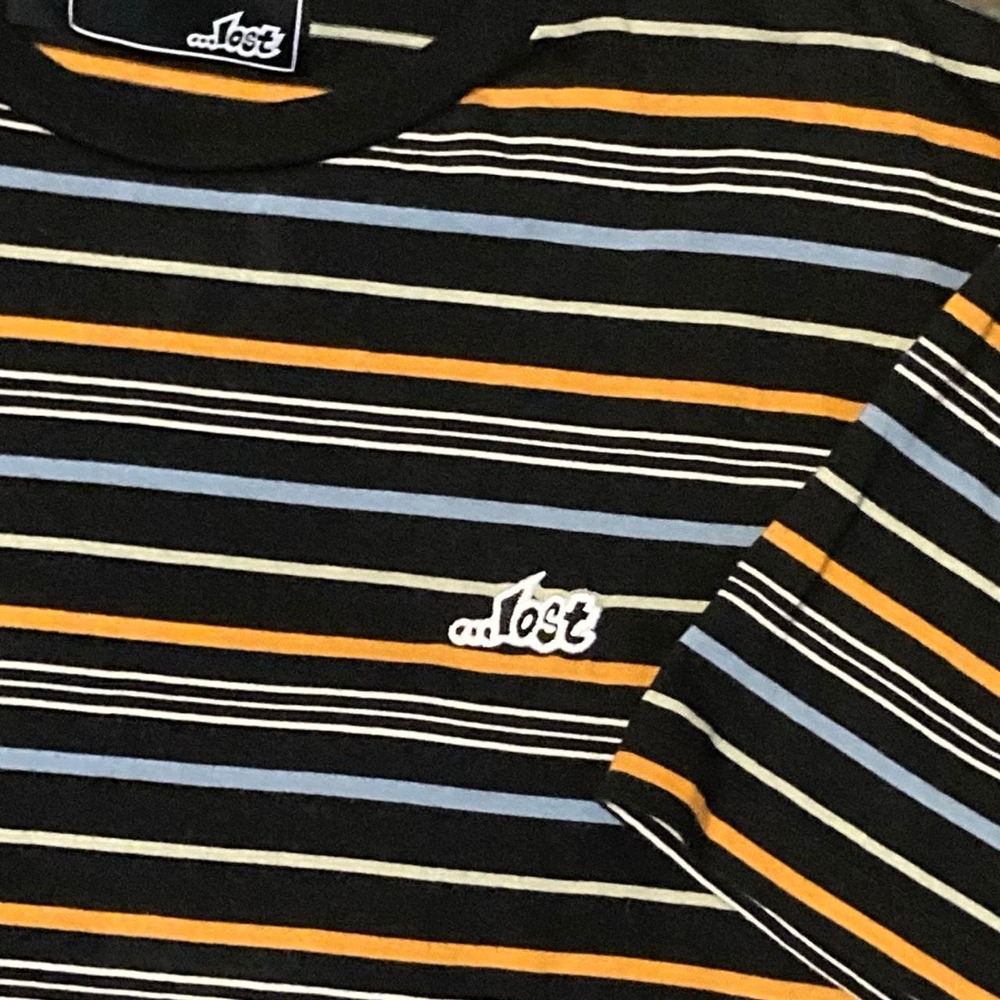 …Lost skateboards striped crewneck tee basic embroidered M/20.5 - Picture 2 of 8